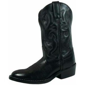 Smoky Childrens Kids Black Leather Cowboy Boots 13
